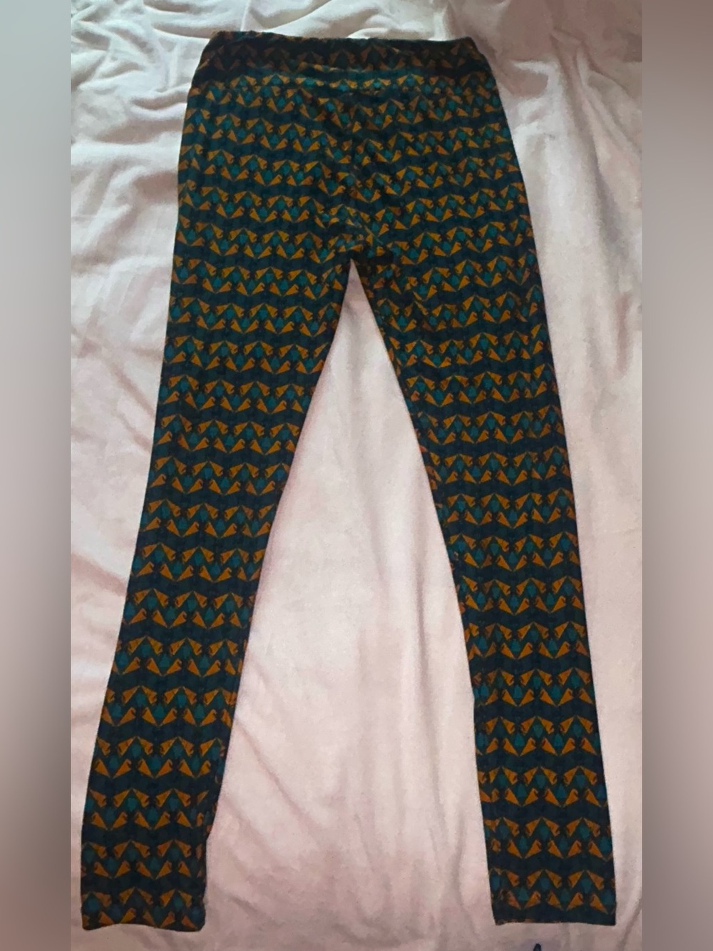 Women's LuLa Roe Stretchy Leggings - Teal & Mustard